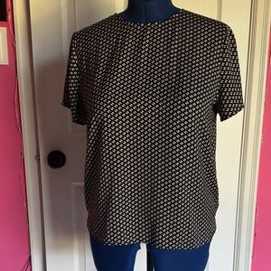 Banana Republic Black and White Geometric Short Sleeve Blouse